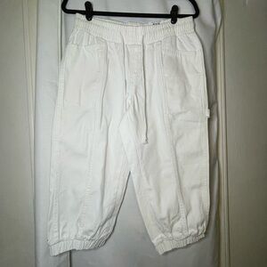 NWT Style & Co Bright White Track Trouser Jogger Mid Rise w/ Stretch Size PM